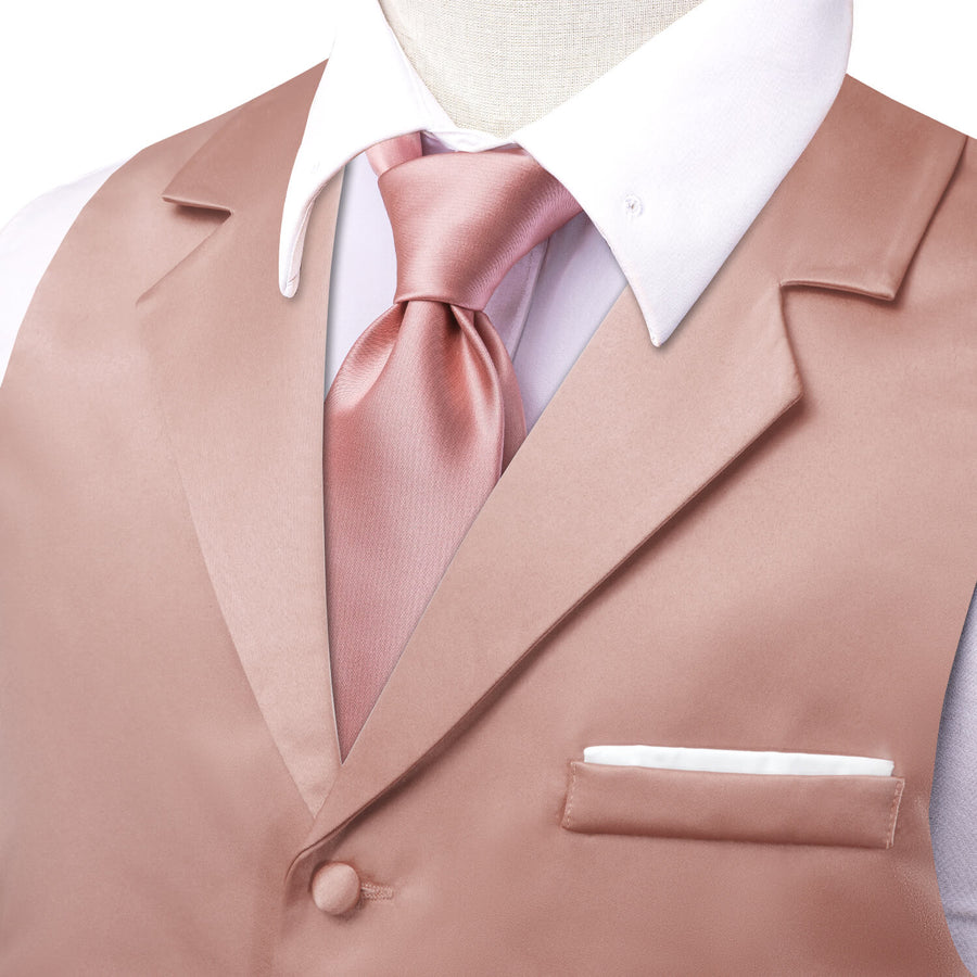 Light Pink Solid Silk Suit Vest Set vest set - Sophisticated Gentlemen