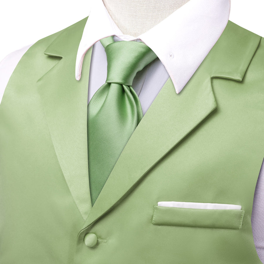 New Sage Green Solid Silk Vest Set vest set - Sophisticated Gentlemen