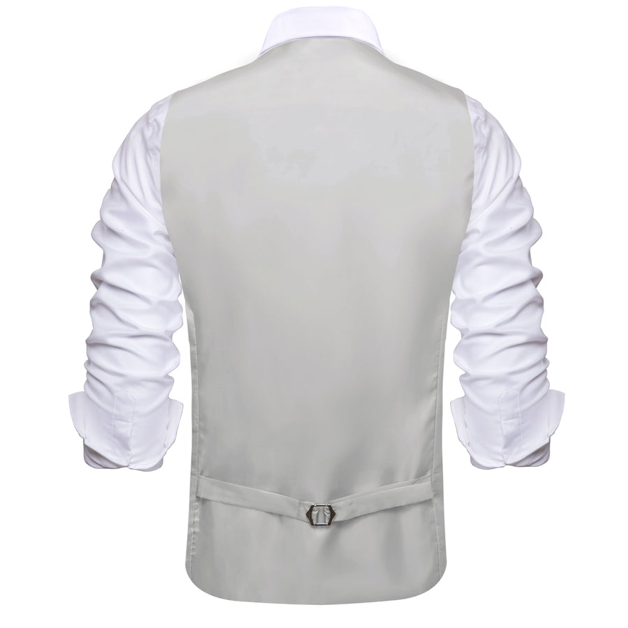 Grey Solid Silk Suit Vest Set vest set - Sophisticated Gentlemen