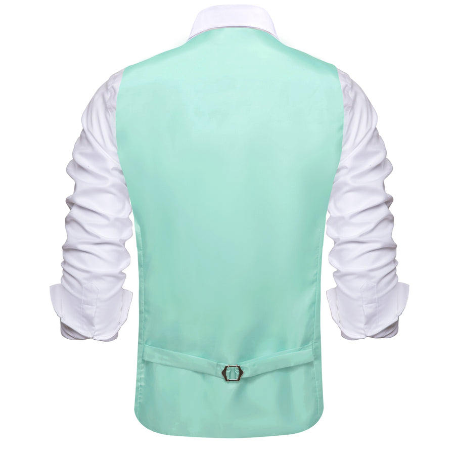 Turquoise Blue Solid Silk Suit Vest Set vest set - Sophisticated Gentlemen