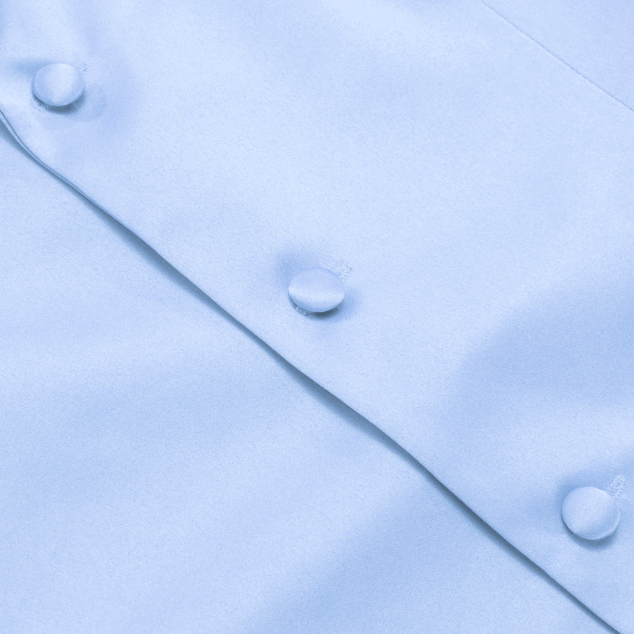 Baby Blue Solid Silk Suit Vest Set vest set - Sophisticated Gentlemen