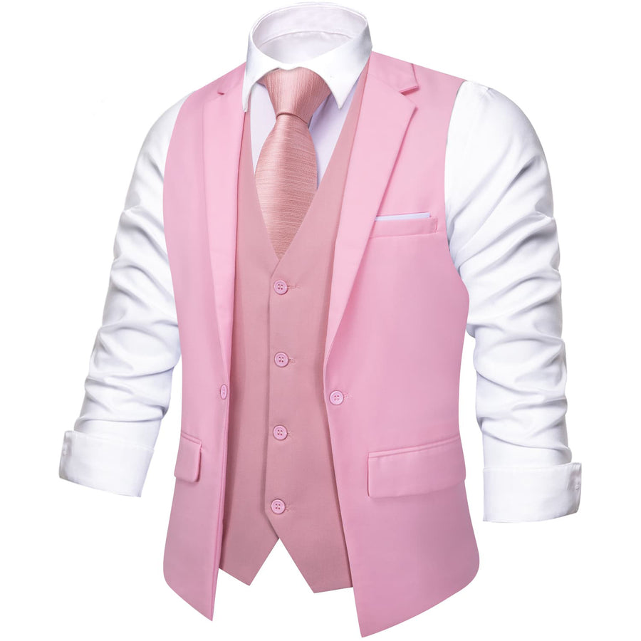 Layered Waistcoat Splicing Grey Light Pink Collar Vest Set vest set - Sophisticated Gentlemen