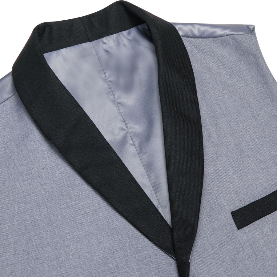 Coin Grey Solid Silk Shawl Collar Vest Set vest set - Sophisticated Gentlemen