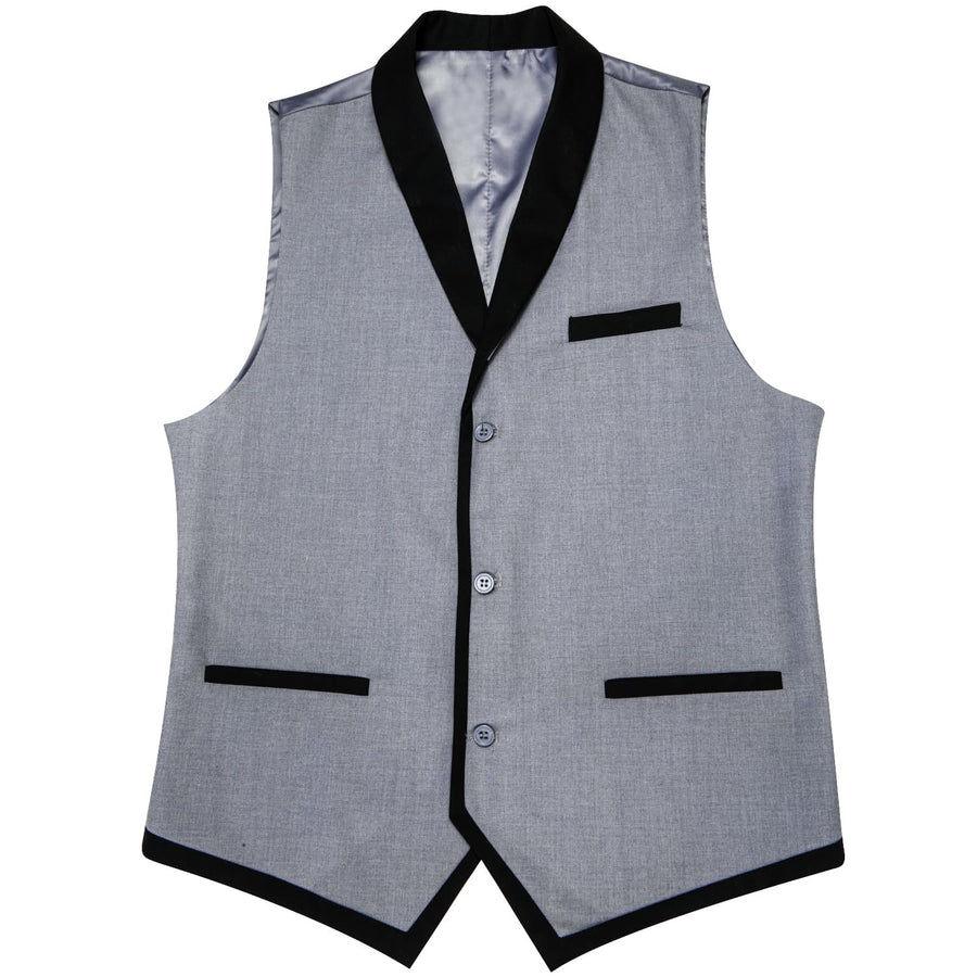 Coin Grey Solid Silk Shawl Collar Vest Set vest set - Sophisticated Gentlemen