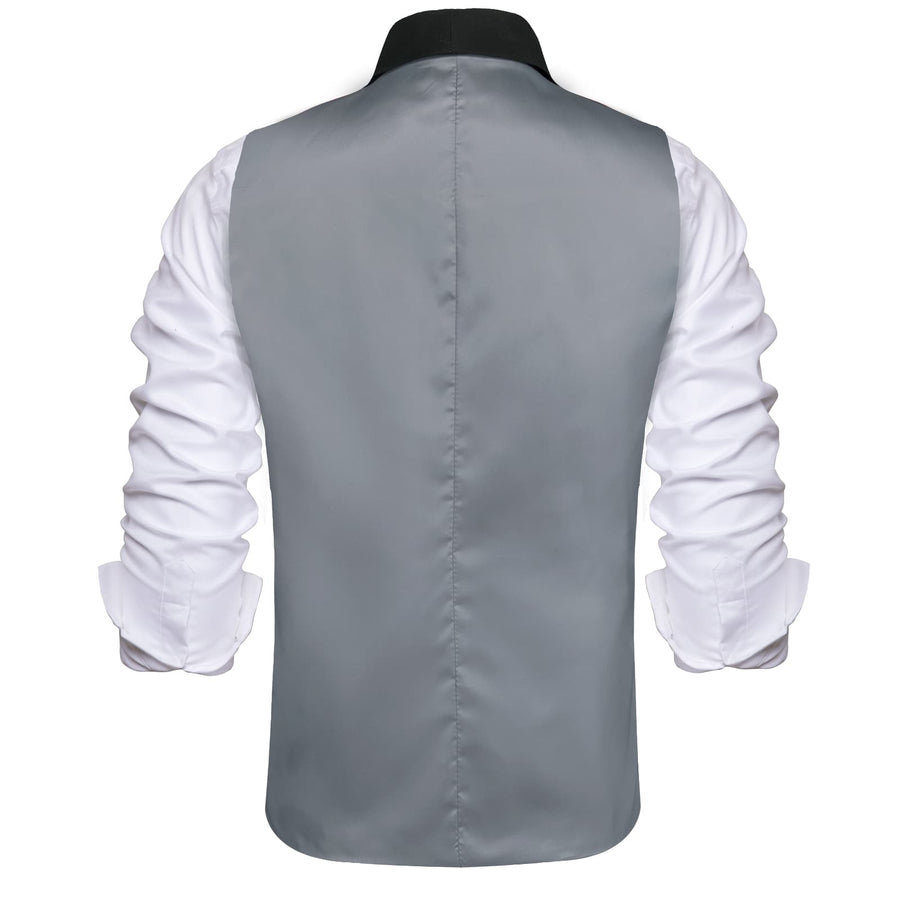 Coin Grey Solid Silk Shawl Collar Vest Set vest set - Sophisticated Gentlemen