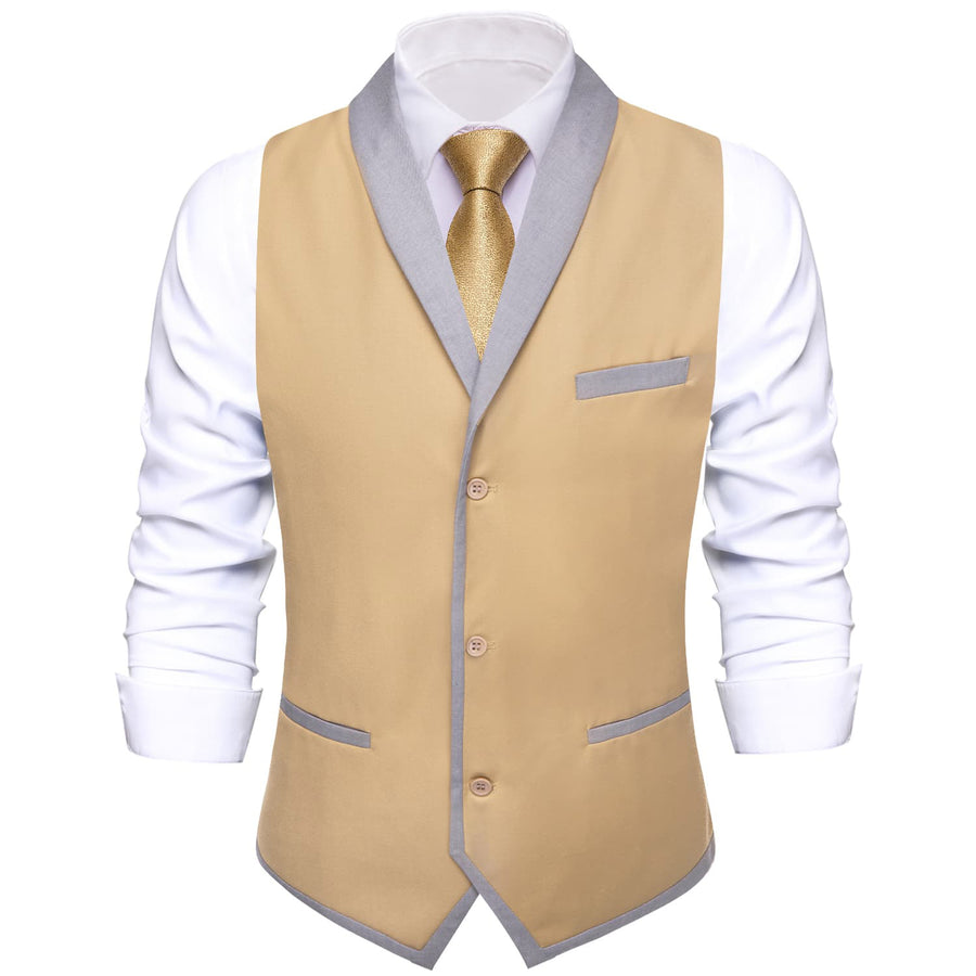 Brown Solid Shawl Collar Vest Set vest set S (Chest 40") - Sophisticated Gentlemen