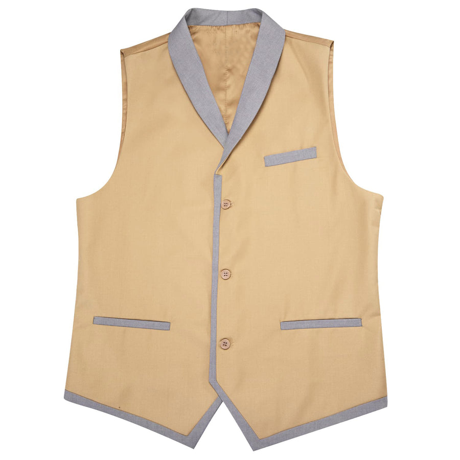 Brown Solid Shawl Collar Vest Set vest set - Sophisticated Gentlemen