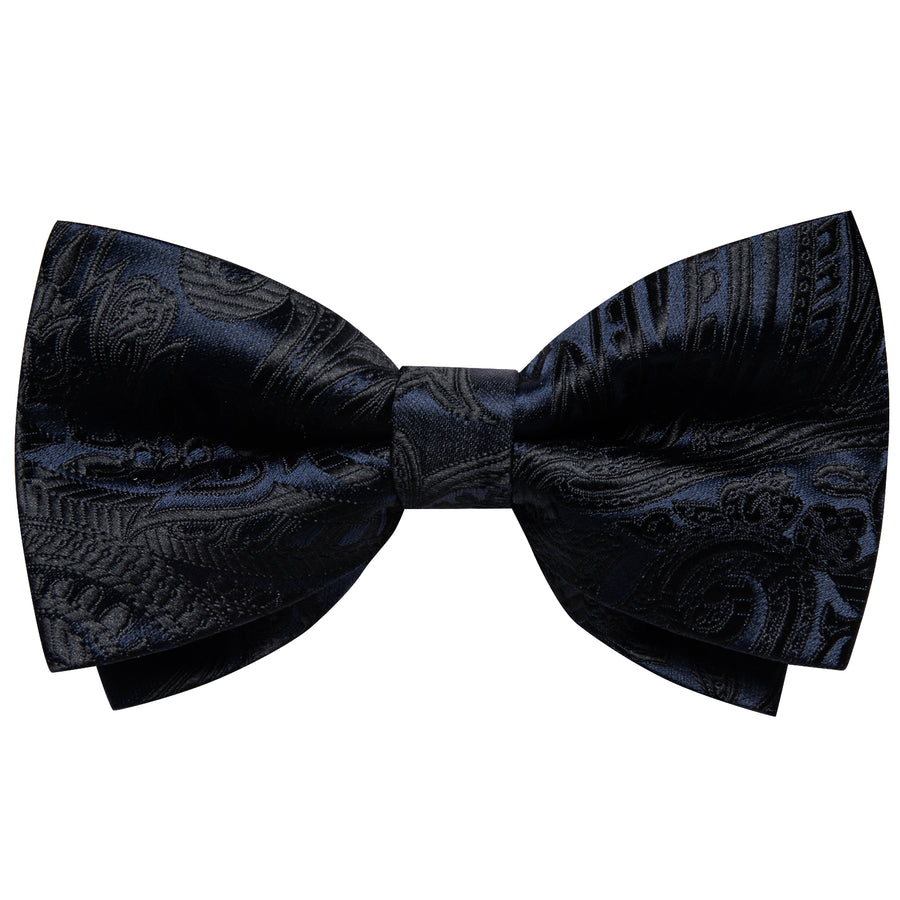 Black Paisley Jacquard Silk Men's Bowtie Vest Set vest set - Sophisticated Gentlemen