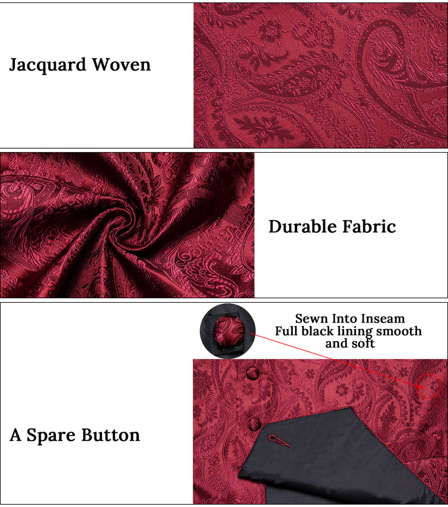 Classic Red Paisley Men's Collar Vest Set vest set - Sophisticated Gentlemen