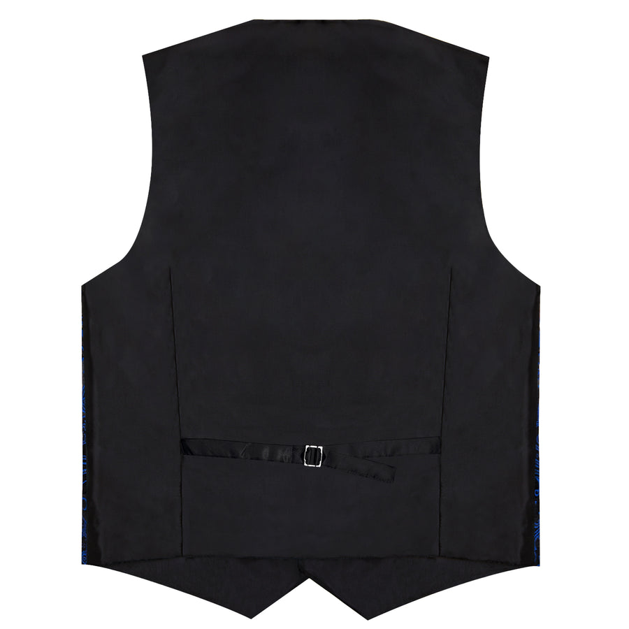 Blue Navy Black Paisley Silk Vest Set vest set - Sophisticated Gentlemen