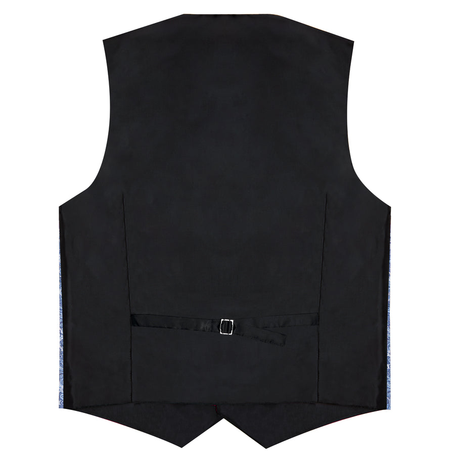 Baby Blue Paisley Silk Men's Vest Set vest set - Sophisticated Gentlemen