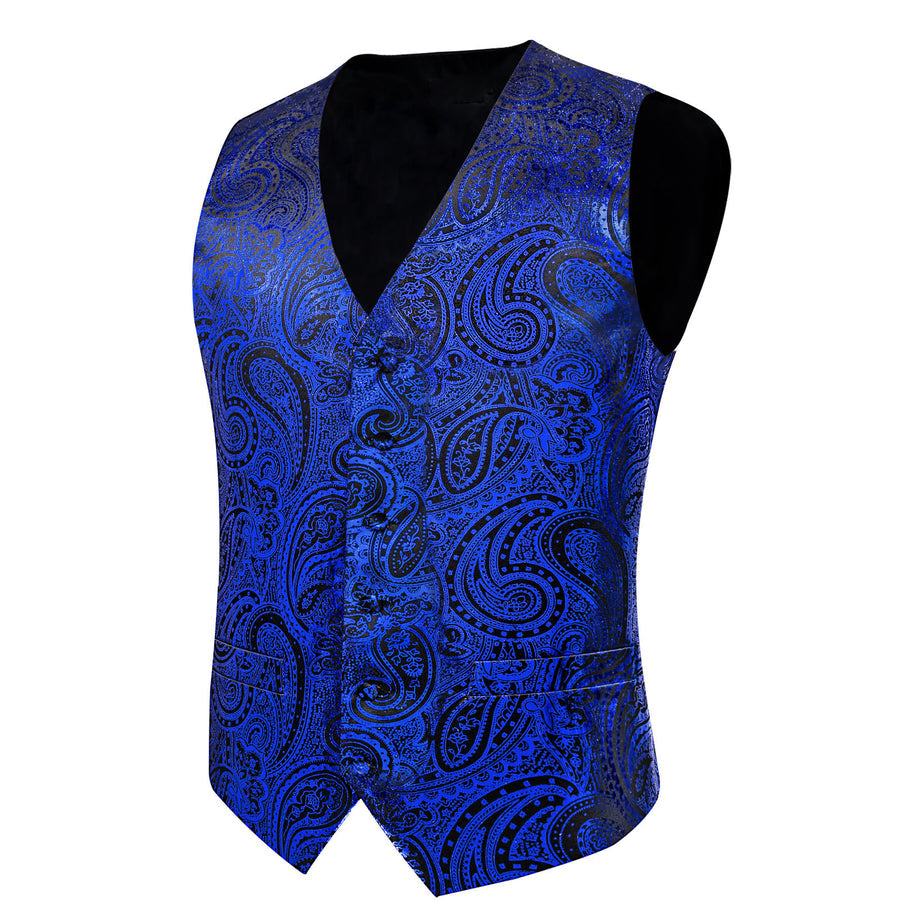 Blue Coral Paisley Silk Vest Set vest set - Sophisticated Gentlemen