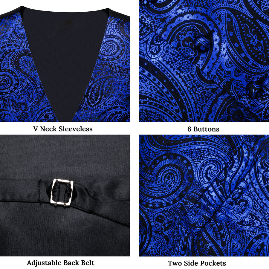 Blue Coral Paisley Silk Vest Set vest set - Sophisticated Gentlemen