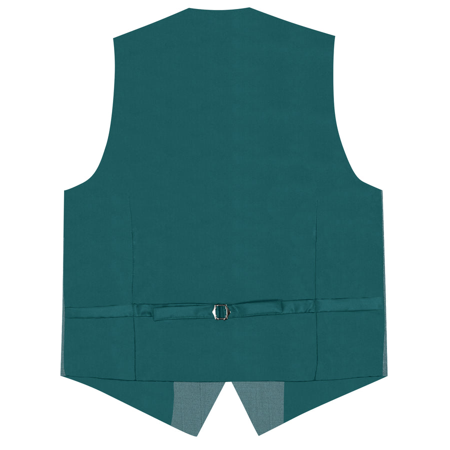 Dark Cyan Solid Jacquard Men's Vest Set vest set - Sophisticated Gentlemen