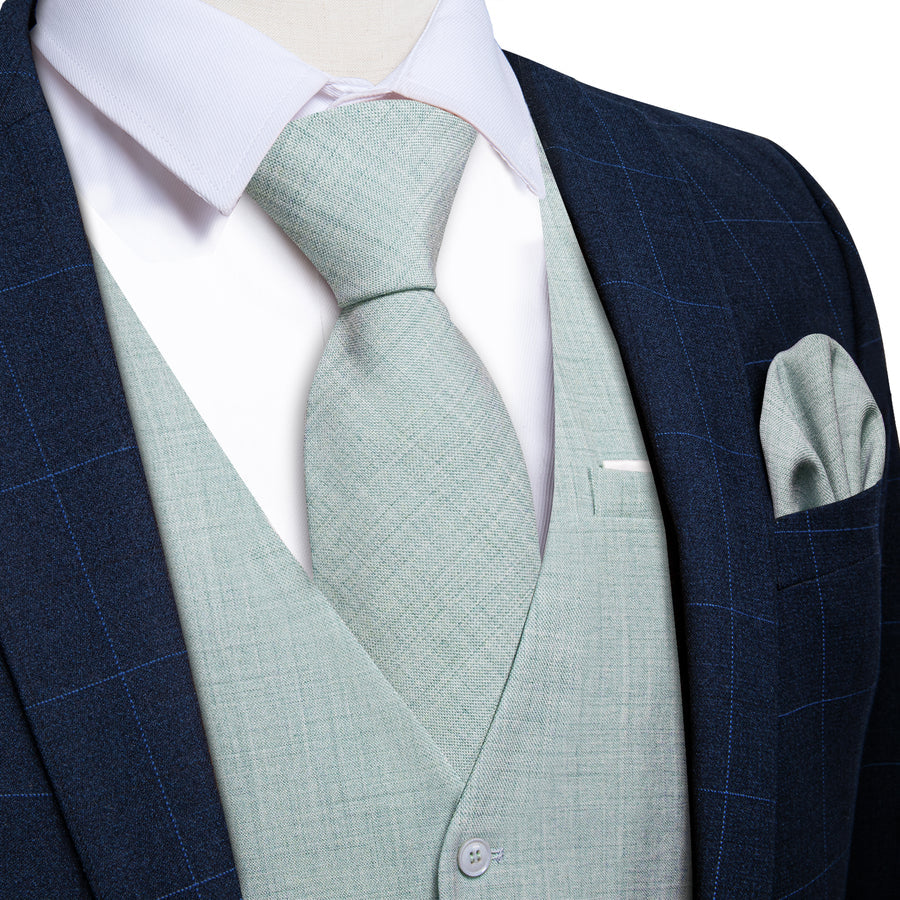 Light Cadet Blue Solid Jacquard Men's Vest Set vest set S (Chest 40") - Sophisticated Gentlemen