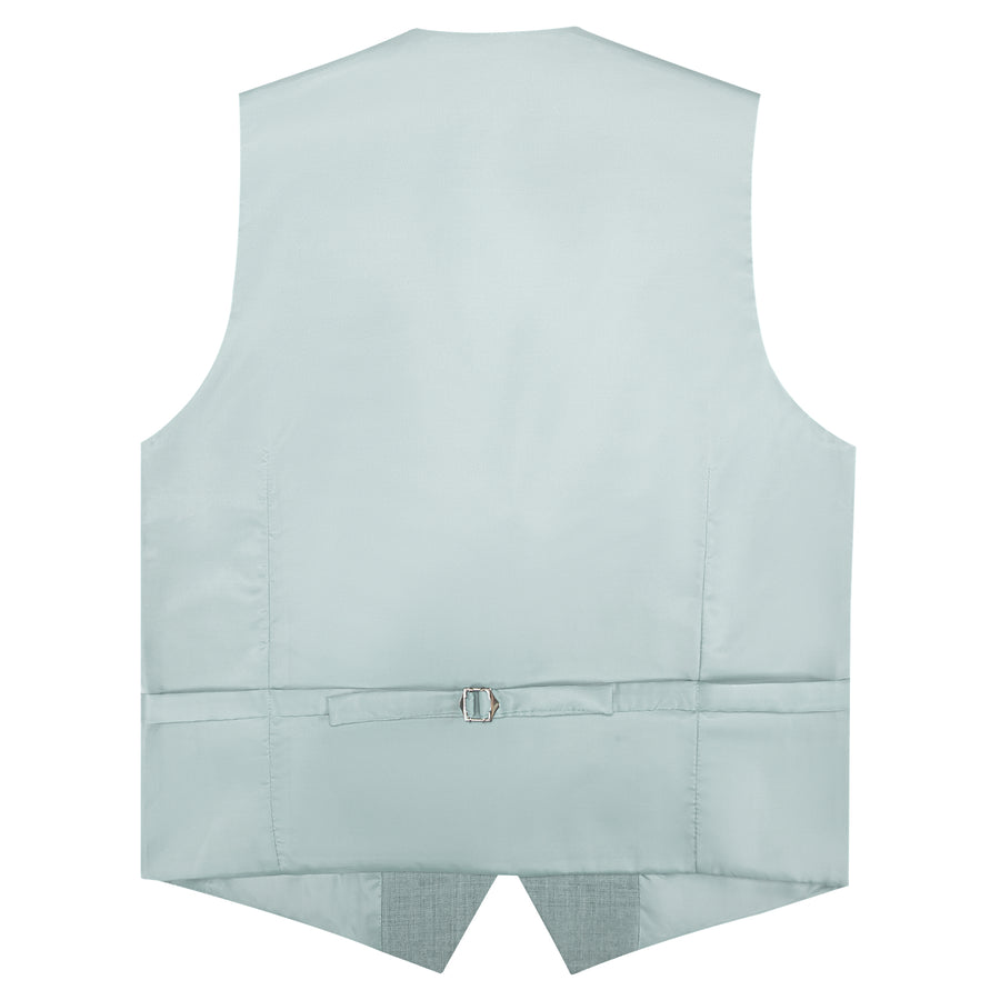 Light Cadet Blue Solid Jacquard Men's Vest Set vest set - Sophisticated Gentlemen