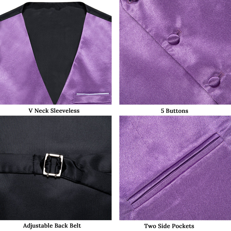 Light Purple Shining Solid Bowtie Vest Set vest set - Sophisticated Gentlemen