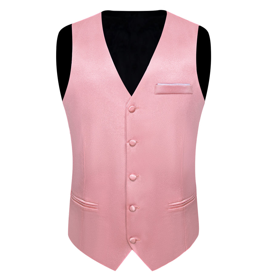 Baby Pink Solid Shining Silk Men's Bowtie Vest Set vest set - Sophisticated Gentlemen
