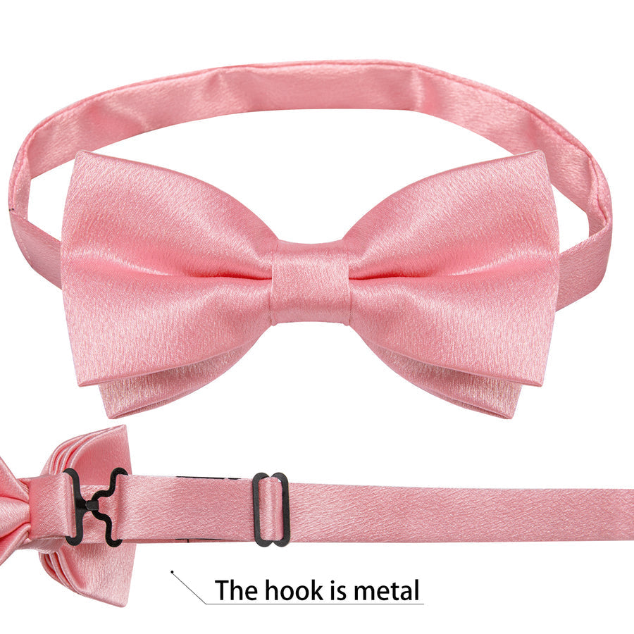 Baby Pink Solid Shining Silk Men's Bowtie Vest Set vest set - Sophisticated Gentlemen