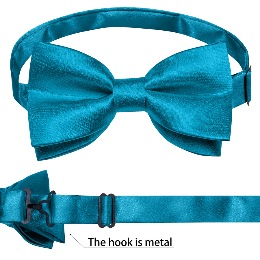 Classic Blue Solid Shining Silk Men's Bowtie Vest Set vest set    - Sophisticated Gentlemen