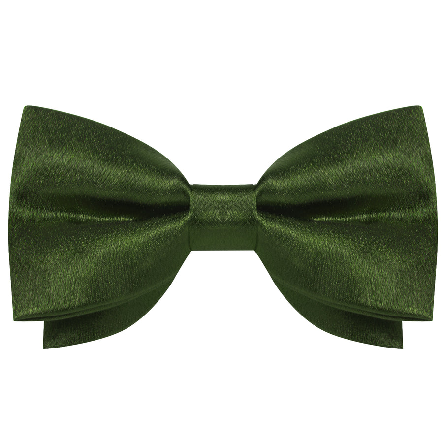 Olive Green Solid Shining Silk Men's Bowtie Vest Set vest set - Sophisticated Gentlemen