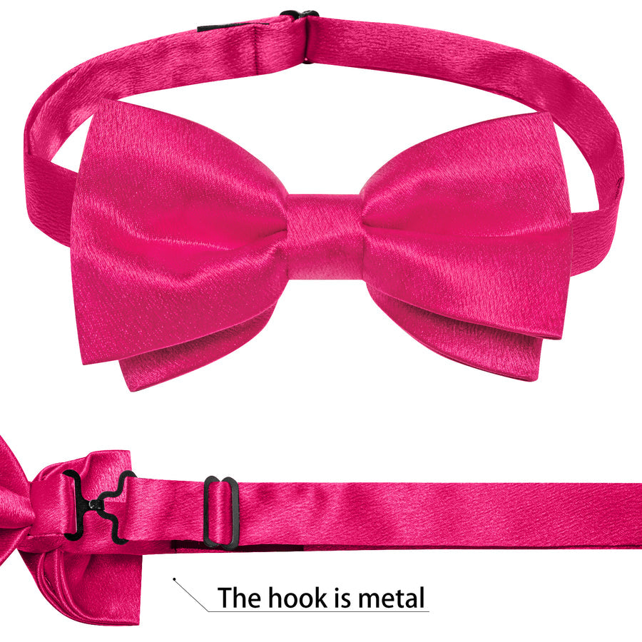 Deep Pink Solid Shining Silk Men's Bowtie Vest Set vest set - Sophisticated Gentlemen