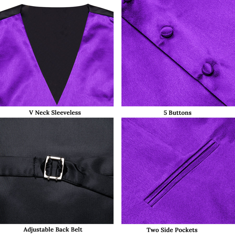 Purple Solid Shining Silk Bowtie Vest Set vest set - Sophisticated Gentlemen