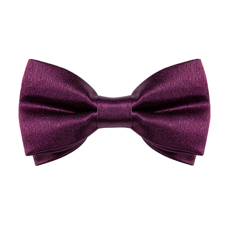 Deep Purple Solid Shining Silk Men's Bowtie Vest Set vest set - Sophisticated Gentlemen