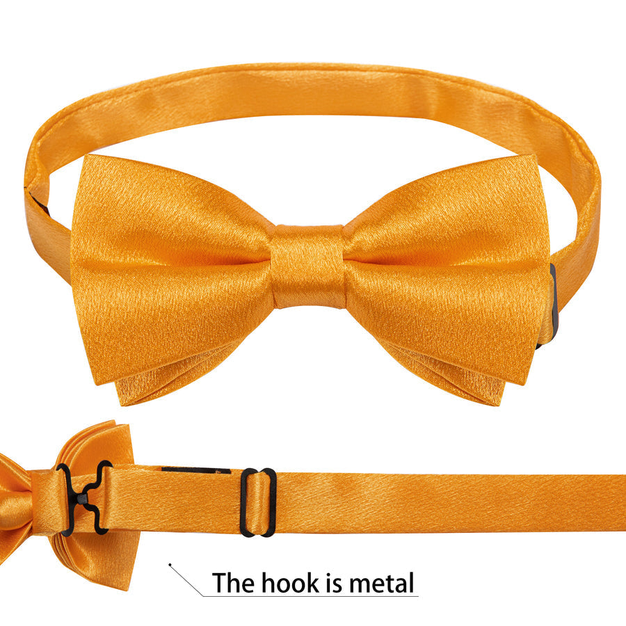 Deep Yellow Solid Shining Silk Men's Bowtie Vest Set vest set - Sophisticated Gentlemen