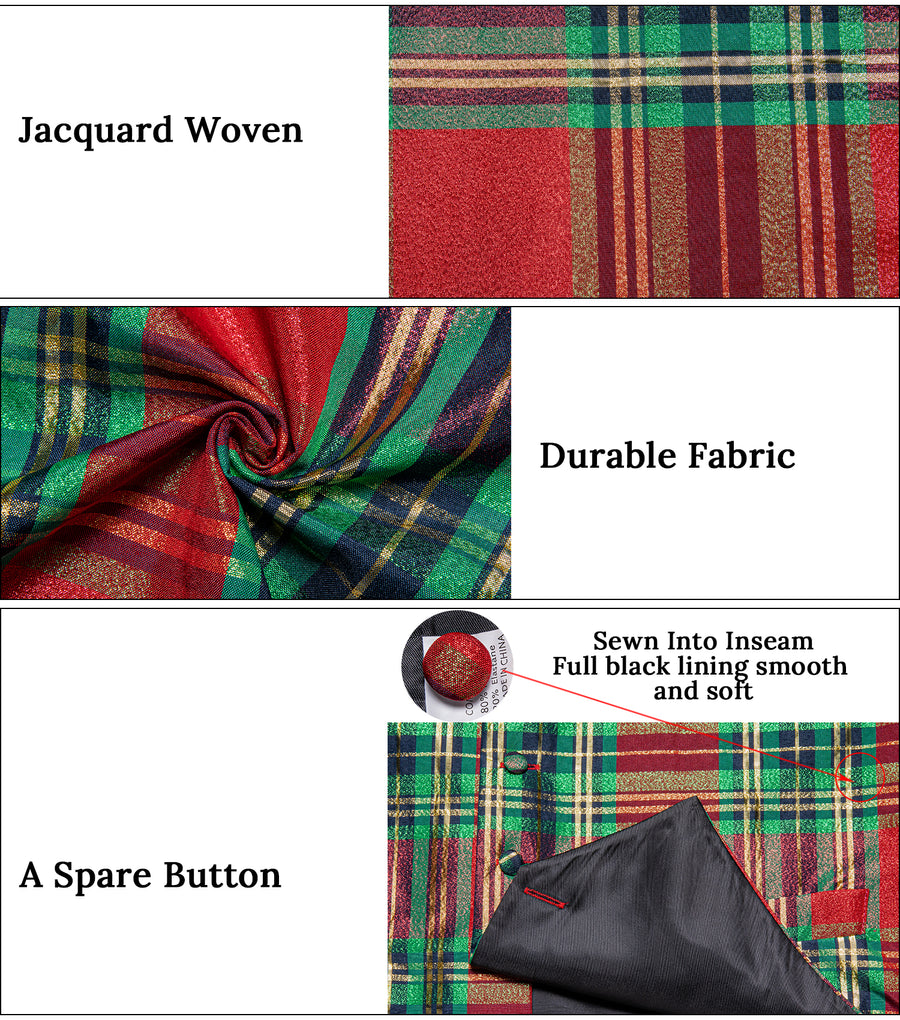 Christmas Green Red Plaid Bowtie Vest Set vest set - Sophisticated Gentlemen