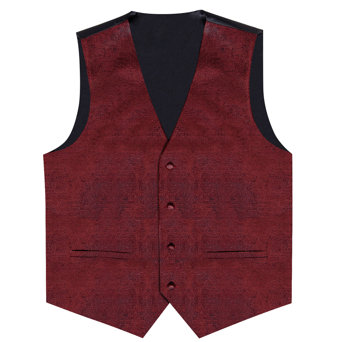 Burgundy Red Shiny Vest Set with Matching Bow Tie, Hanky, and Cufflinks vest set - Sophisticated Gentlemen