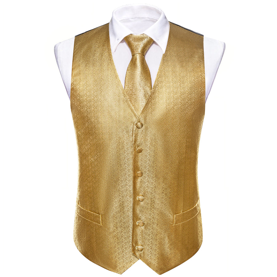 Golden Woven Silk Vest Set vest set - Sophisticated Gentlemen