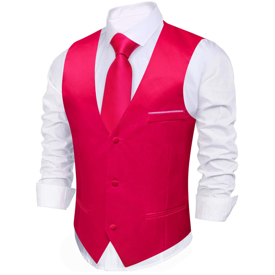 Carmine Red Silk Suit Vest Set vest set - Sophisticated Gentlemen