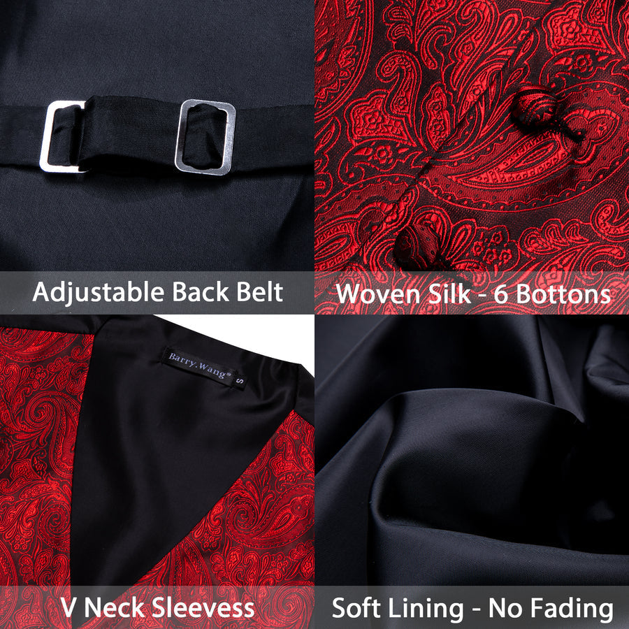 Red Paisley Silk Vest Set vest set - Sophisticated Gentlemen