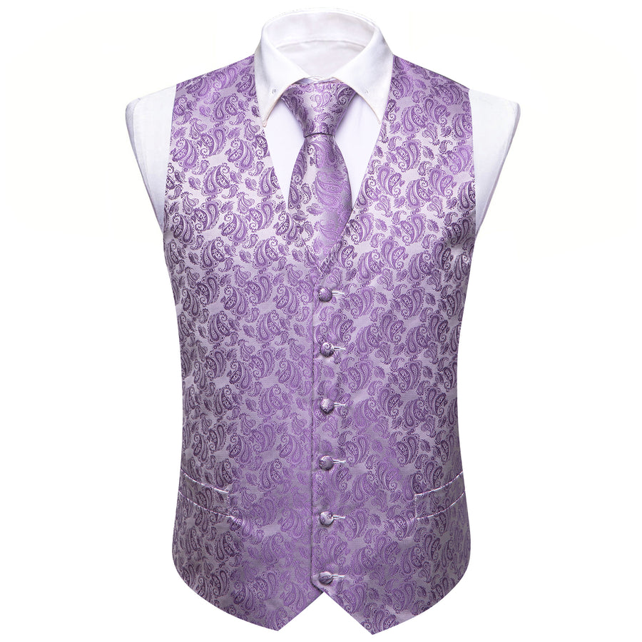 Purple Paisley Silk Vest Set vest set - Sophisticated Gentlemen