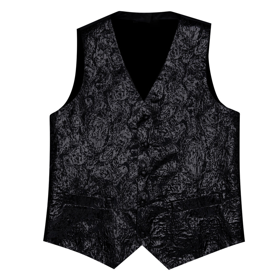 Black Novelty Jacquard Silk Men's Bowtie Vest Set vest set - Sophisticated Gentlemen