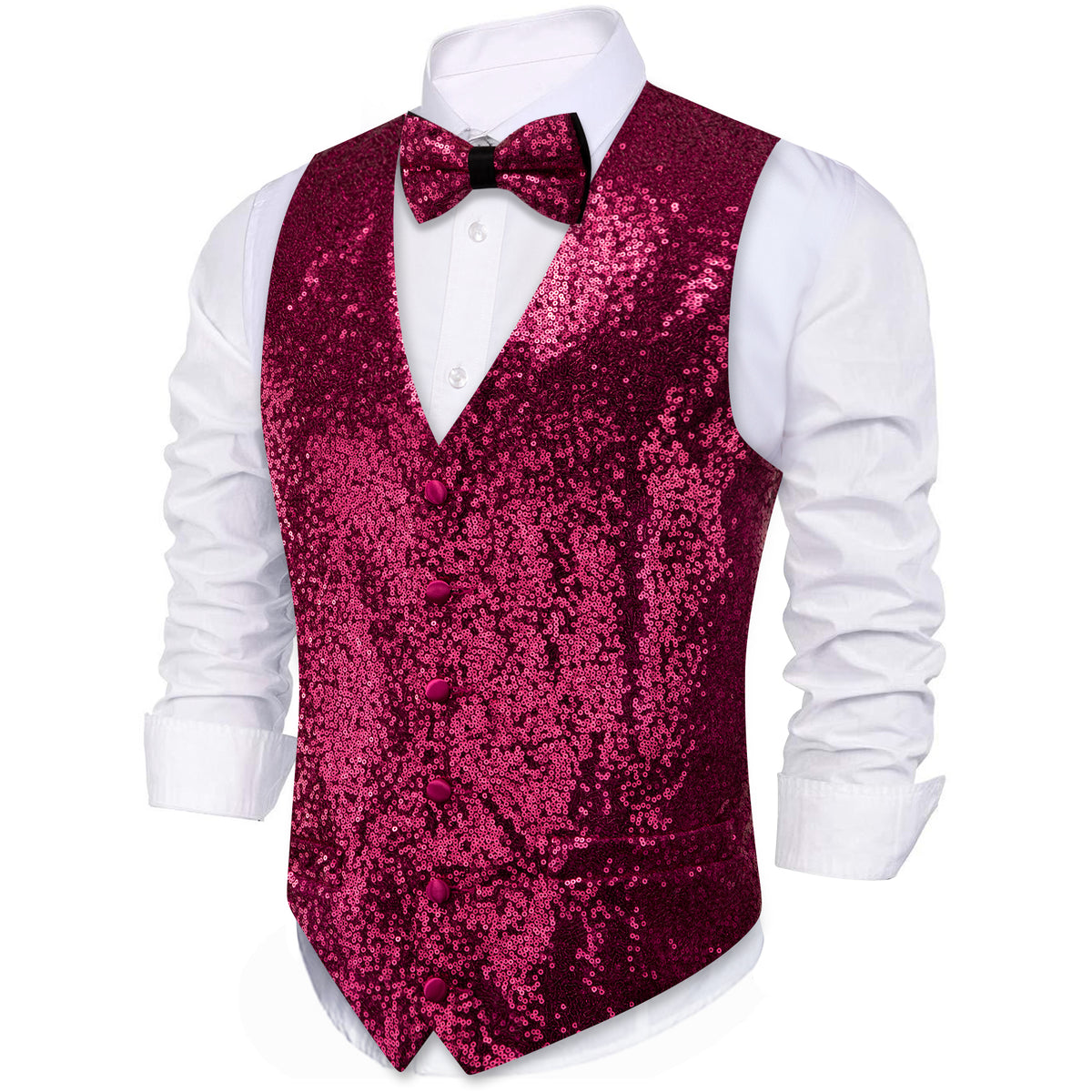 Purple Sequins Silk Vest Set vest set - Sophisticated Gentlemen