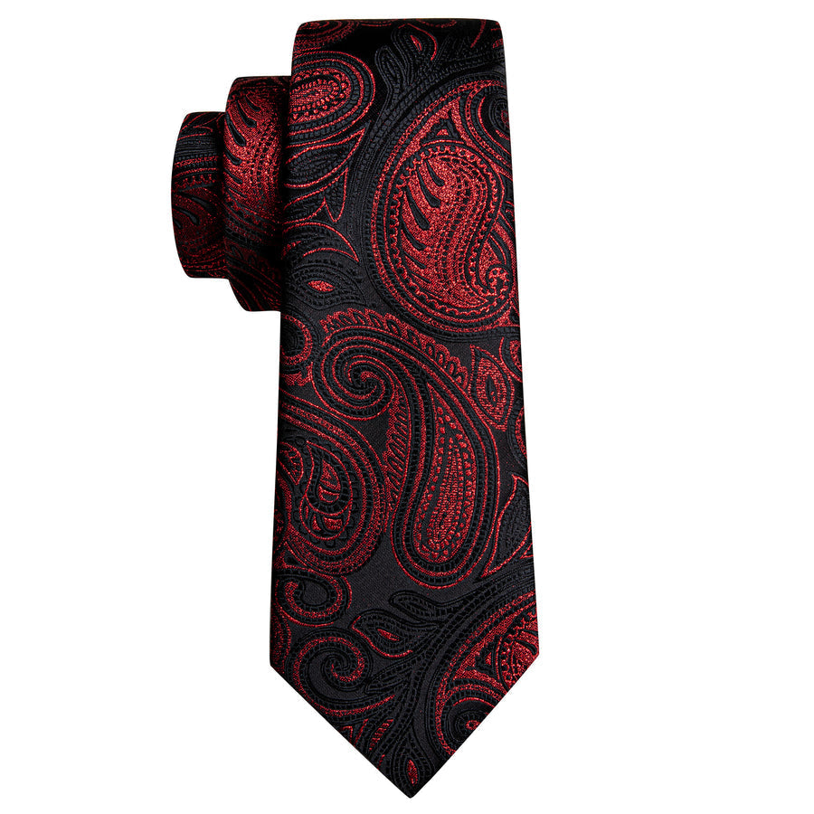 Luxury Black Red Shining Paisley Jacquard Vest Set vest set - Sophisticated Gentlemen
