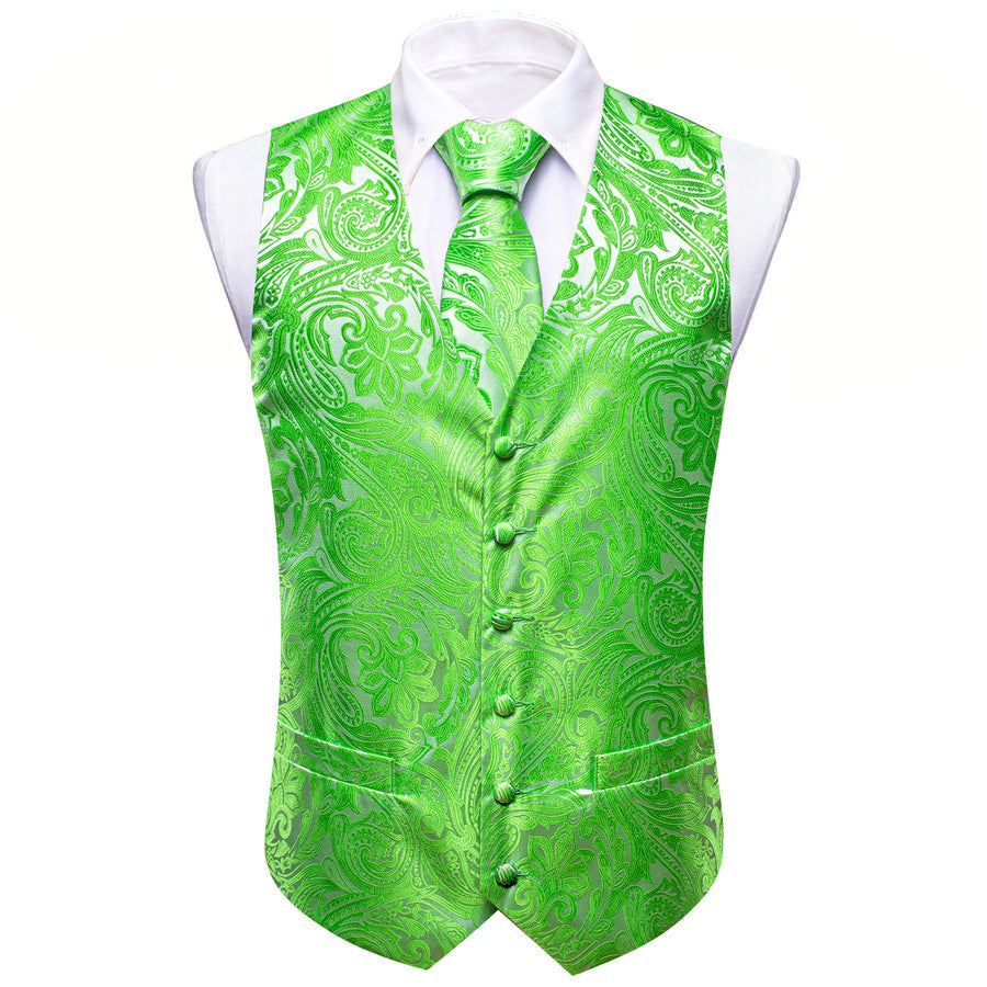 Verdant Green Floral Vest Set - 4 Piece vest set - Sophisticated Gentlemen