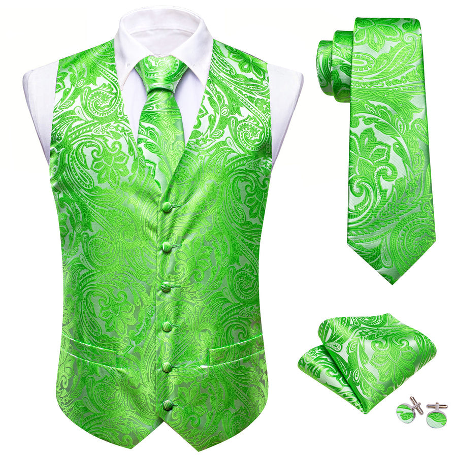 Verdant Green Floral Vest Set - 4 Piece vest set - Sophisticated Gentlemen