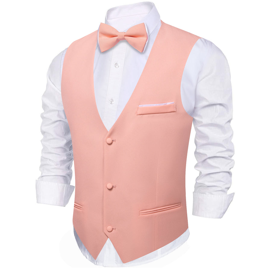 Light Coral Solid Silk Men's Bowtie Vest Set vest set - Sophisticated Gentlemen