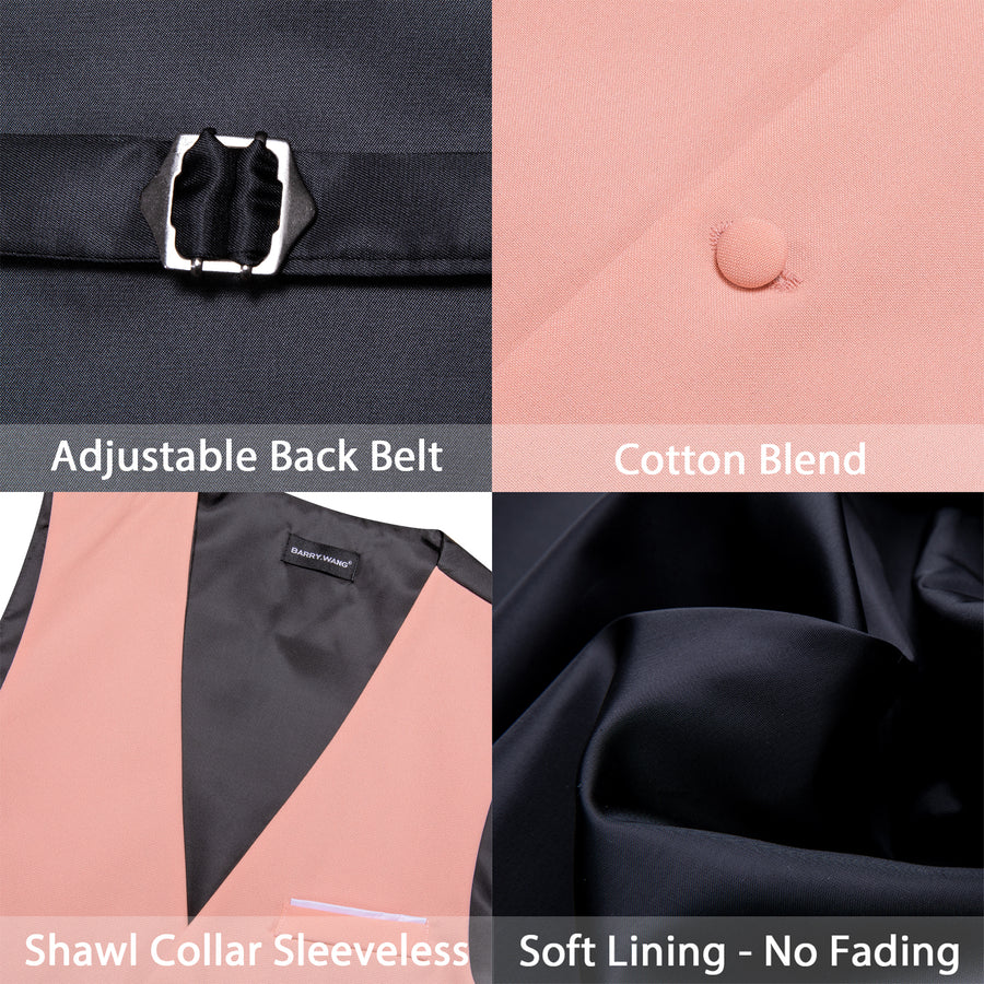 Light Coral Solid Silk Men's Bowtie Vest Set vest set - Sophisticated Gentlemen