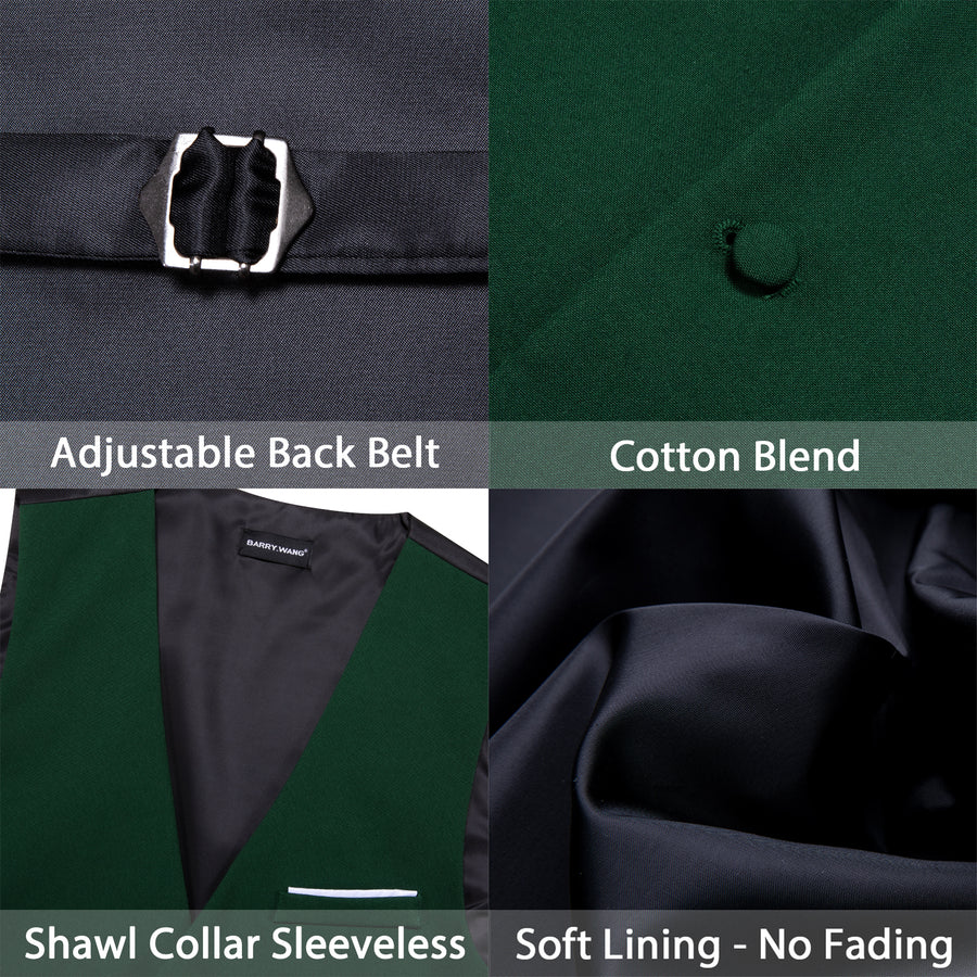Dark Green Solid Bowtie Vest Set vest set - Sophisticated Gentlemen
