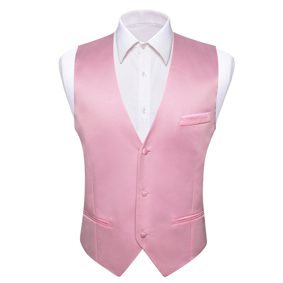 Light Pink Solid Silk Men's Bowtie Vest Set vest set - Sophisticated Gentlemen
