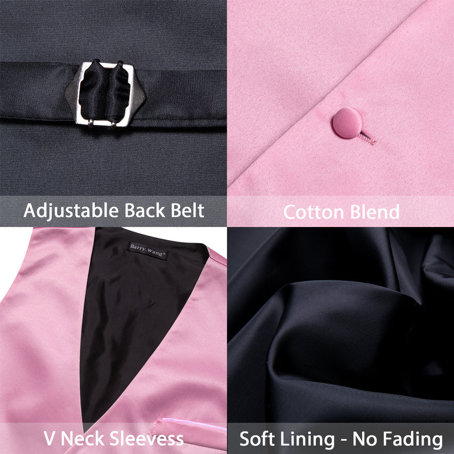 Light Pink Solid Silk Men's Bowtie Vest Set vest set - Sophisticated Gentlemen