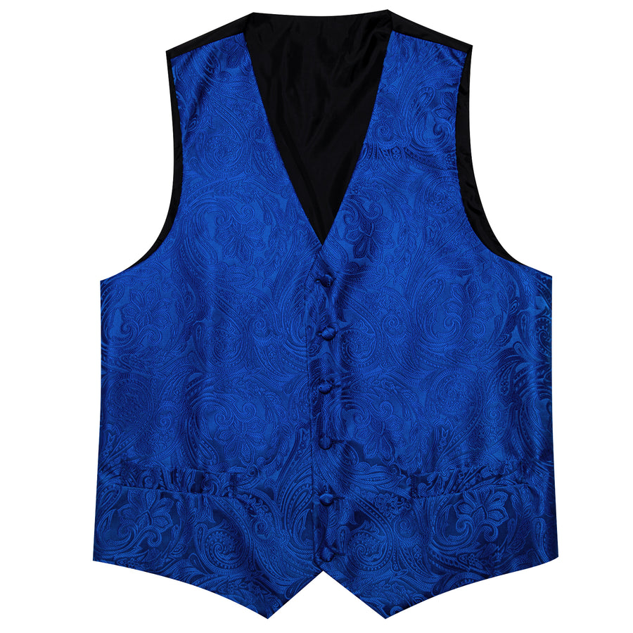 Royal Blue Floral Jacquard Men's Vest Set vest set - Sophisticated Gentlemen