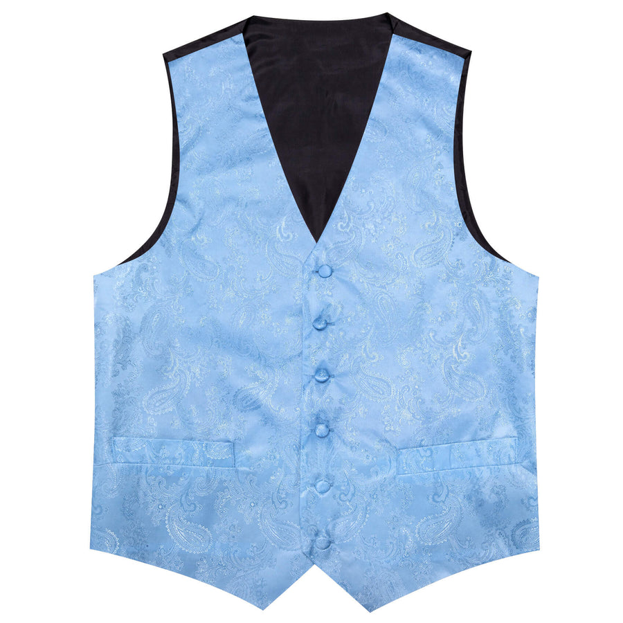 New Arctic Blue Paisley Bowtie Vest Set vest set - Sophisticated Gentlemen