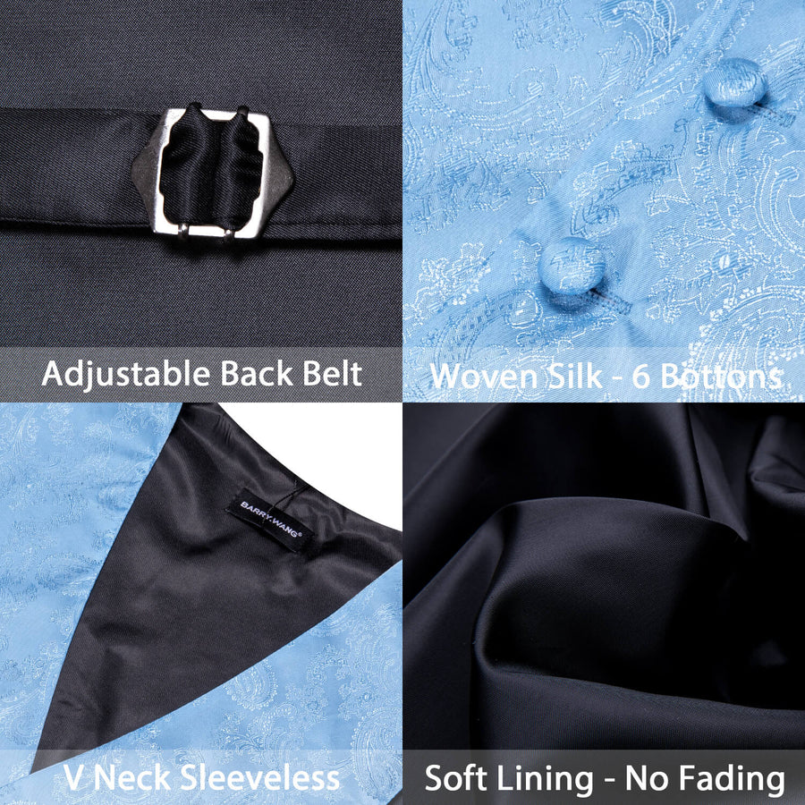 New Arctic Blue Paisley Bowtie Vest Set vest set - Sophisticated Gentlemen