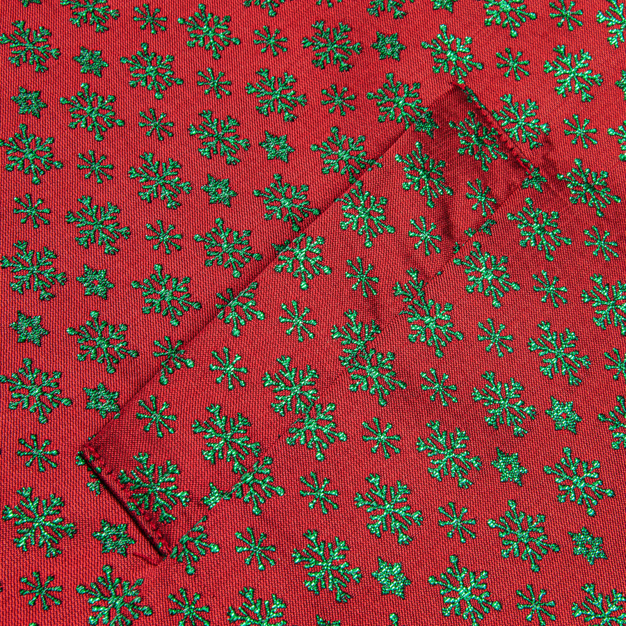 Red Green SnowFlake Novelty Jacquard Silk Vest Set vest set - Sophisticated Gentlemen