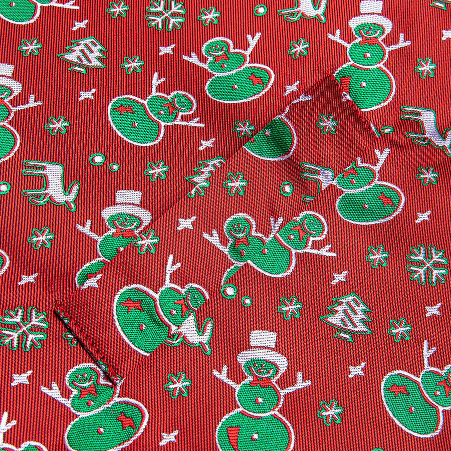 Red Green Christmas Snowman Novelty Jacquard Silk Vest Set vest set - Sophisticated Gentlemen